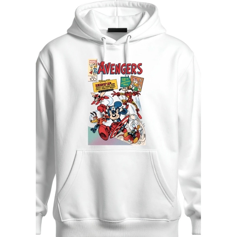 Avengers Marvel Disney Mickey & Friends Hoodie White Unsex Adult Medium